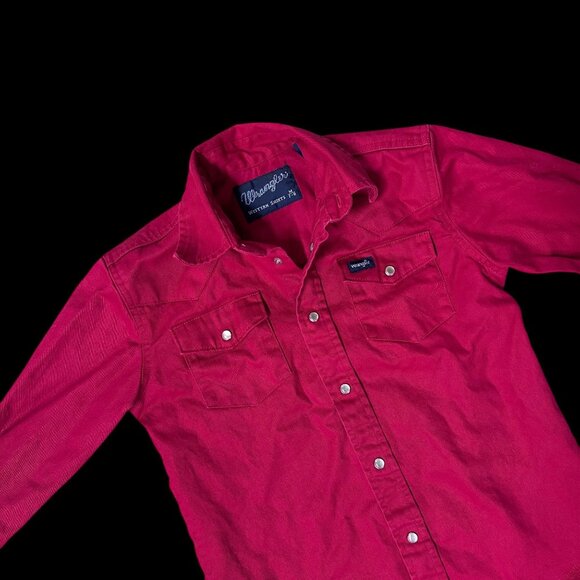 Wrangler Other - Wrangler Boys Red Western Pearl Snap Shirt Western Cowboy Cotton Size M 7-8